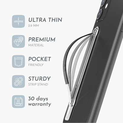 SleekGrip Premium, Swappable Phone Stand & Phone Grip - Ultra Thin Convertible Grip Holder Fits Most iPhone and Android Cases, Phone Strap Compatible with Wireless Chargers and Car Mounts