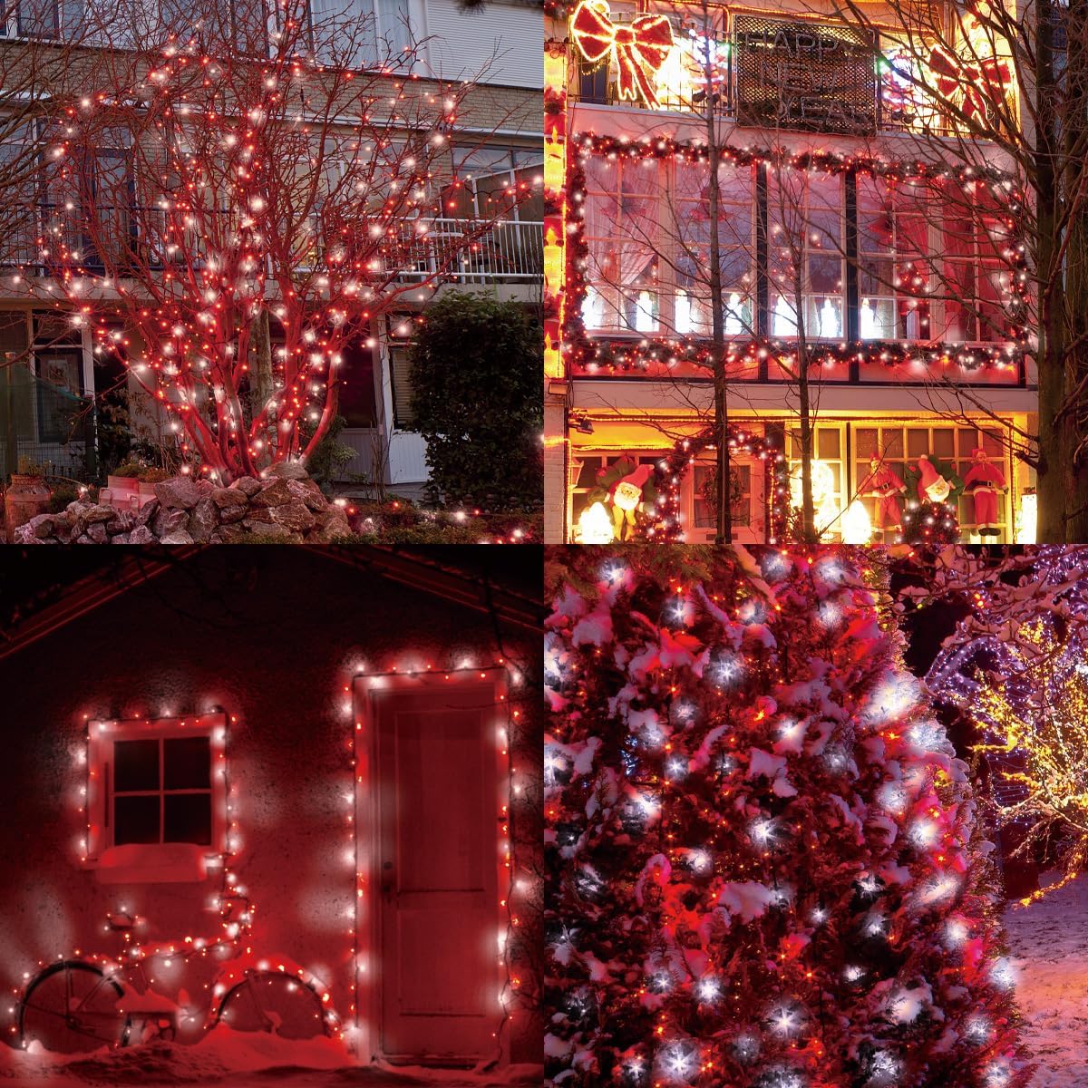 600LED (12pk of 50L) String Lights,LED Christmas Lights, 6" SPACING,Green Wire,Red and White
