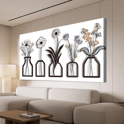 Canvas Wall Art Decor Large Modern Black and White Wall Art Decoratiions Abstract White Flower Wall Art Prints Large Art Work for Wall Decor Pictures for Living Room Home Office Decor 29" X 58"