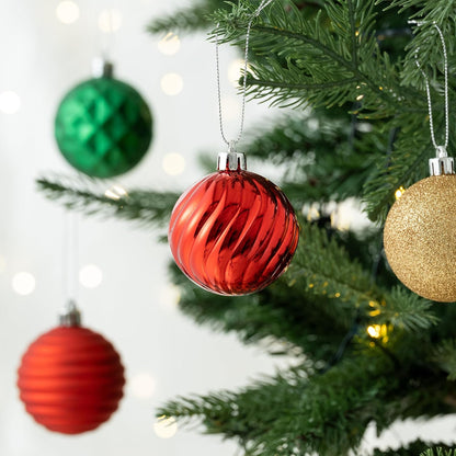 Valery Madelyn Christmas Ornaments Tree Decorations Set for Fall Halloween, 24ct Red Green Gold Shatterproof Ball Ornaments, 2.36" Hanging Ornament Bulk for Xmas Holiday Party Decor