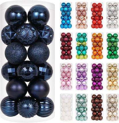 XmasExp 24ct Christmas Ball Ornaments Shatterproof Christmas Ornaments Set Decorations for Xmas Tree Balls 40mm/1.57"(1.57'', Diamond Blue)