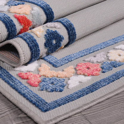Beverly Rug Outdoor Rug 4x6 Modern Bordered Area Rugs for Indoor and Outdoor Patio Easy to Clean Non Shedding Living Room Porch Garden Washable Outside Carpet (4 x 6 Gray)