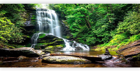 artgeist Wall Mural Peel and Stick Waterfall 212x98 in - XXL Self-Adhesive Corner Wallpaper Removable Large Sticker Foil Angle Wallpaper Wall Decor Print Nature Landscape Forest Tree c-B-0473-a-a