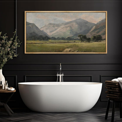 MUDECOR Extra Large Framed Canvas Print Wall Art Pastoral Beauty Classic Mountainous Landscape Illustrations Antique Retro Fine Art Illustrations Decorative Colorful for Bedroom - 60"x30"