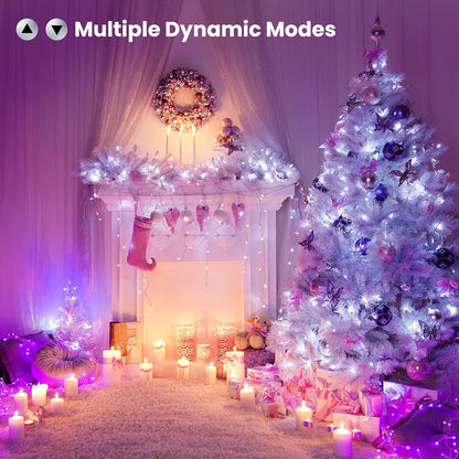 BrizLabs RGB String Lights, Color Changing Orange Purple Halloween Lights, 100 LED 33ft USB Christmas Light Dimmable with Remote, Mini Christmas Light String Clear Wire for Halloween Xmas Thanksgiving