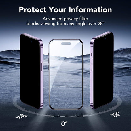 ESR 3 Pack for iPhone 14 Pro Privacy Screen Protector, Anti-spy Tempered-Glass Privacy Screen Protector, Micro-curved Edges, Case Friendly