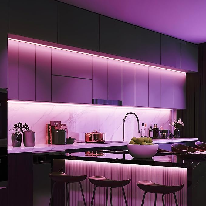 Feit Electric 20ft Color LED Tape Light, COB Technology, Customizable Length, Remote Control, Ultra-Thin 10mm Design, Perfect for Indoor Lighting, Shelves, Cabinets & Staircases, TAPE240/COB/RGB