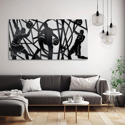 Large Canvas Wall Art, Basketball Sports Motivational Artwork Pictures Cool Teen Boy Poster Prints Man Wall Paintings for Home Office Gym Decor Framed Ready to Hang 24x48 IN