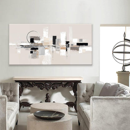 QSQ Abstract Wall Art Black White Wall Art Painting Grey Brown Canvas Art Wall Decor Prints Minimalist Abstract Wall Decor For Living Room Bedroom Kitchen Office Home Decoration 24" × 48"