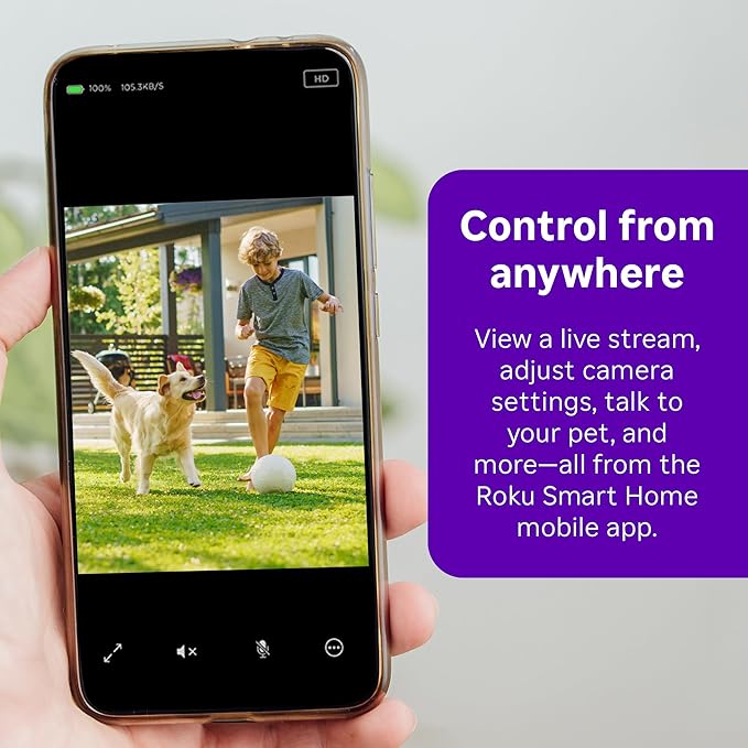 Roku Outdoor Camera - Home Security - IP65 Weather Resistant Wired Security Camera & Pet Monitor with 1080p HD Night Vision, Compatible with Alexa & Google, WDR, Motion & Sound Detection (Pack of 2)