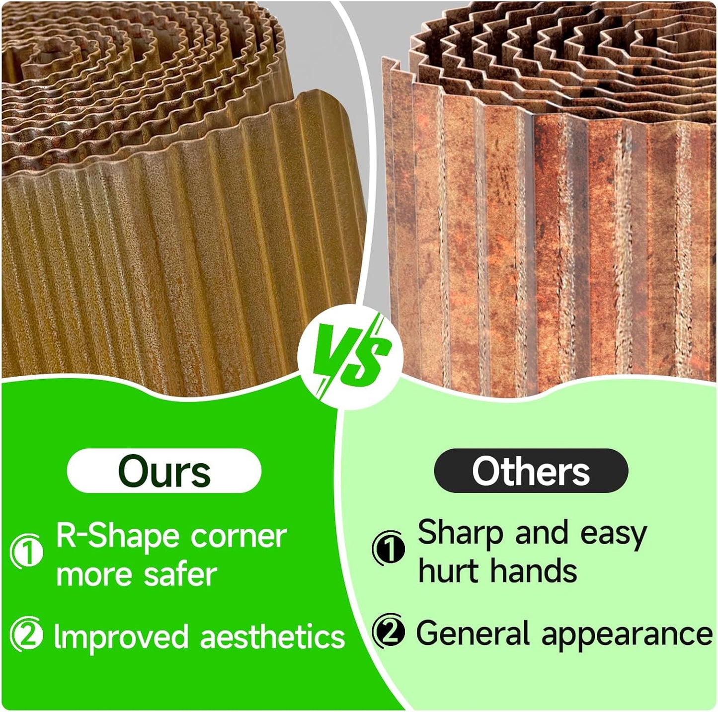 Corrugated Garden Edging,6"×20Ft Pre-Rusted Landscape Edging & Lawn Edging Border,Metal Garden Border for Flower Beds,Garden,Lawn,Raised Beds & Tree Surrounds