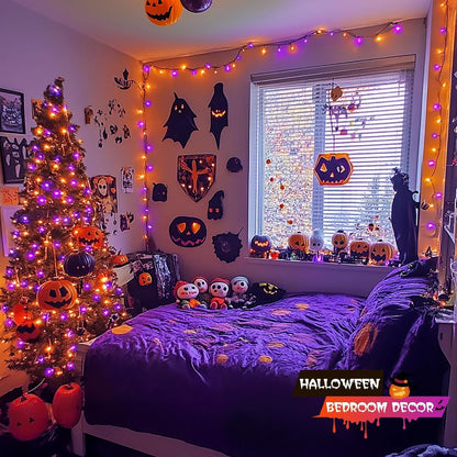 JMEXSUSS 200 LED Orange and Purple Halloween Lights, 66ft Connectable Halloween Lights Outdoor Waterproof, 8 Modes Plug in String Light for Tree Yard Garden Indoor Outdoor Decor