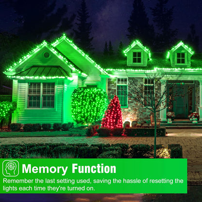 2 Pack Christmas Lights Outdoor, Total 200FT 600LED String Lights for Outside with 8 Modes Waterproof, Green Wire Twinkle Tree Lights Green Wire for Indoor Yard Garden Party Decorations, Green
