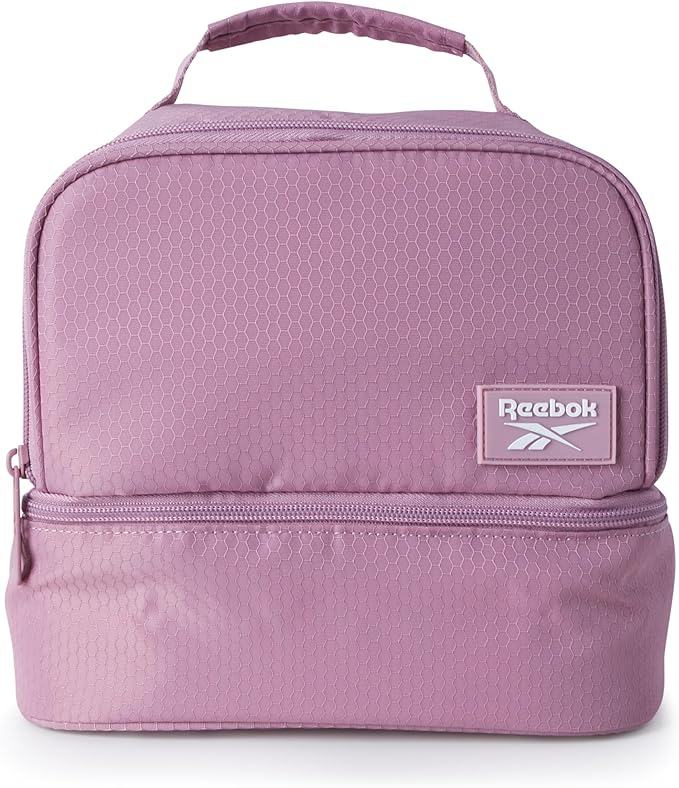 Reebok Mens and Womens Lunch Bag - Portable Insulated Work Lunch Box for Women and Men with Two Compartments and Handle, Andy Infused Lilac