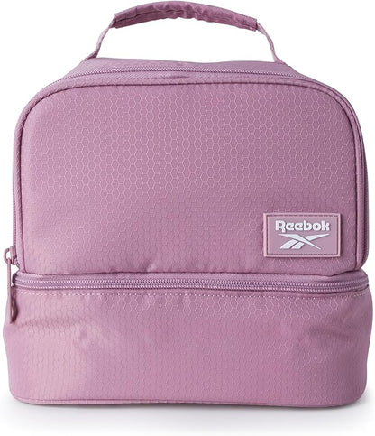 Reebok Mens and Womens Lunch Bag - Portable Insulated Work Lunch Box for Women and Men with Two Compartments and Handle, Andy Infused Lilac