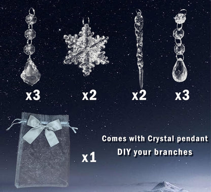 Fudios Lighted Branches Plug in 32IN 200 LED Mantle Winter Decor, White Twig Branch Lights for Christmas Holiday Party Indoor Outdoor