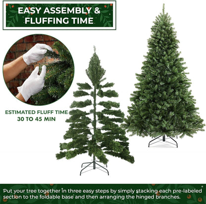 Casafield 4.5FT Realistic Green Spruce Artificial Holiday Christmas Tree with Sturdy Metal Stand