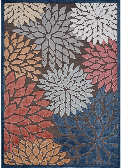 Beverly Rug Outdoor Rug 9x12 Large Modern Floral Tropical Area Rugs for Indoor and Outdoor Patio Easy to Clean Non Shedding Living Room Porch Garden Washable Outside Carpet (9 x 12 Brown)