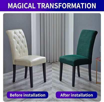 Howhic Chair Covers for Dining Room Set of 4, Stretchy Dining Chair Covers, Textured Jacquard Kitchen Chair Slipcovers, Classy Decor for Home and Banquet (Hunter, 4 Pack)