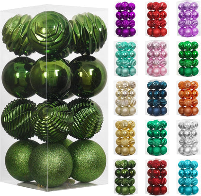 XmasExp 16ct Christmas Ball Ornaments Shatterproof Christmas Ornaments Set Decorations for Xmas Tree Balls 80mm/3.15" (Dark Green)