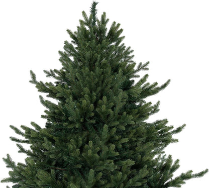 Naomi Home 7.5ft Traditional Christmas Tree with Lights Realistic Classic Christmas Tree Prelit with 4130 Branch Tips 600 Warm Lights and Metal Stand Aritificial