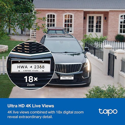 Tapo MagCam 4K Outdoor Wireless Security Camera - Battery with Integrated Solar, Magnetic Mount, Person/Vehicle Detection, 24/7 Capture, Subscription-Free Local Storage or Optional Cloud, C465