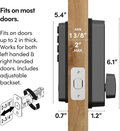 igloohome (New!) Deadbolt Go Smart Lock w/Fingerprint, Digital Keys, Remote PIN Codes, WiFi Bridge (Sold Separately) - Tested to ANSI Standards, Easy to Install (Matte Black)