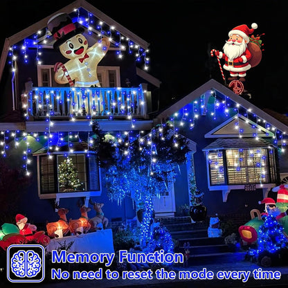 800 LED Icicle Lights Blue and White