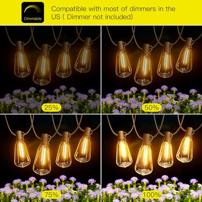 OHLUX Exterior Hanging Lights,180FT Connectable Outside Patio Lights with 94 Shatterproof ST38 LED Vintage Bulbs,2200K Connectable & Waterproof for Deck Porch Bistro Gazebos Balcony Pool(120FT+60FT)