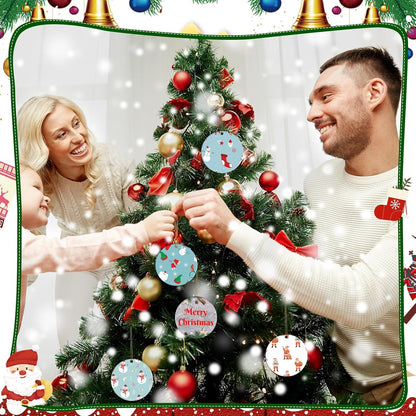 60 Pcs Sublimation Ceramic Ornaments Blank Double-Sided 3 inch Round Sublimation Ornament Blanks for Heat Press Printing Crafting DIY Personalized Christmas Home Decor