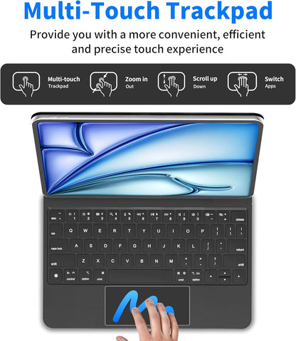 iPad Air 11 inch Case with Keyboard (M3 2025 / M2 2024) & iPad Pro 11 inch (4th/3rd/2nd/1st Gen), Magic Keyboard for 10.9" iPad Air (5th/4th Gen) with 7 Colors Backlight, Multi-Touch Trackpad