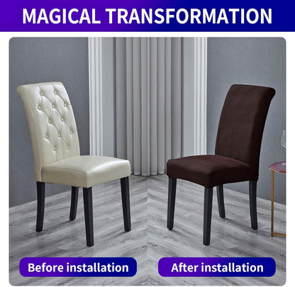Howhic Stretch Chair Covers for Dining Room Set of 4, Removable Washable Dining Room Chair Covers, Dining Chair Slipcovers Seat Protector, Great Home Decor and Banquet Upholstery (Chocolate, 4 Pack)