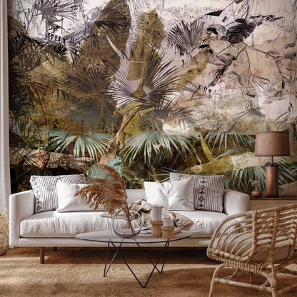 artgeist Wall Mural Tropical Leaves 96x69 in - XXL Peel and Stick Self-Adhesive Wallpaper Removable Large Sticker Foil Wall Decor Print Picture Design Jungle Nature Palm Green Leaves b-C-0789-a-a