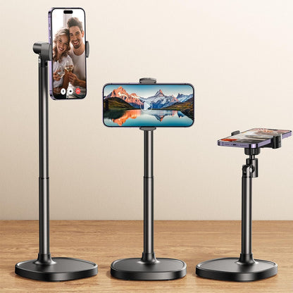 DIMONCOAT Phone Stand for Desk, Angle Height Adjustable Phone Holder for Desk, Aluminum Alloy Universal iPhone Holder, Retractable Cell Phone Stand Recording Office for iPhone 16 15 Pro Max Plus