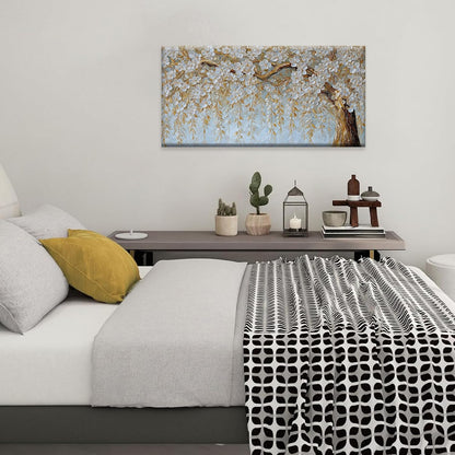 Suconvng Canvas Art Wall Decor Print Paintings Flower White Tree Wall Art Prints Decor Ready To Hang Picture For Bedroom Bathroom And Office Kitchen Home Artwork 20"×40"
