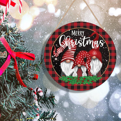 Christmas Gnome Wooden Hanging Sign Door Decoration,Merry Christmas Welcome Sign Front Door with Three Dwarfs for Christmas Home Window Wall Farmhouse Indoor Outdoor