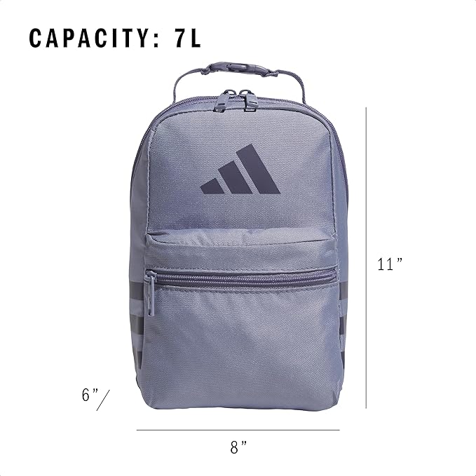 adidas Santiago Lunch Bag Cooler for Women and Men, Insulated Food Container Box with Mesh Pocket, Silver Violet Purple/Preloved Violet/3.0, One Size