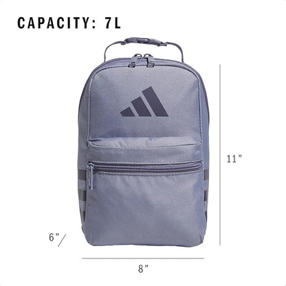 adidas Santiago Lunch Bag Cooler for Women and Men, Insulated Food Container Box with Mesh Pocket, Silver Violet Purple/Preloved Violet/3.0, One Size