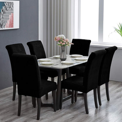 Howhic Stretch Chair Covers for Dining Room Set of 4, Removable Washable Dining Room Chair Covers, Dining Chair Slipcovers Seat Protector, Great for Home Upholstery and Banquet (Black, 4 Pack)