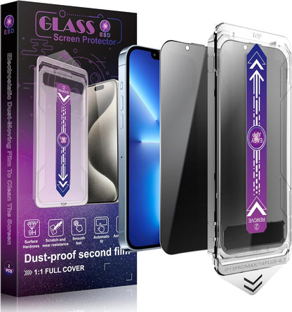 2 Pack Privacy Screen Protector for iPhone 13 Pro Max and iPhon 14 Plus 6.7-Inch Auto Dust Removal, No Bubbles,Anti-Spy Tempered Glass Film, Easy Installation