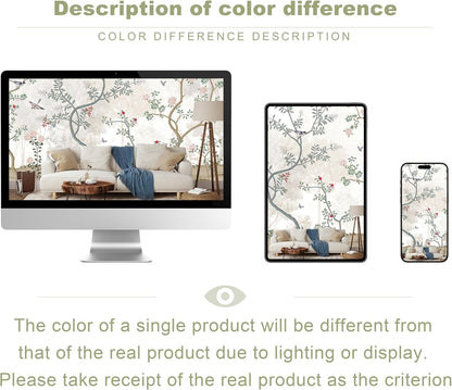 Modern Flower Bird Wallpaper Forest Mural for Bedroom Living Room (Not Peel n' Stick)