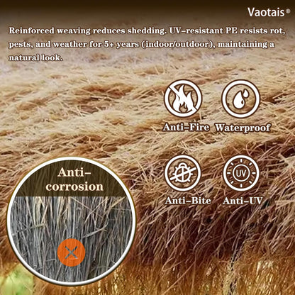 Realistic Synthetic Thatch Roll Sun-Bleached Yellow - 18 & 30 Inch Widths - Reinforced Weave for Mexican Palapa, Tiki Bars, Hawaiian Parties & Patio Decor (30 Inch Width x 15 Feet Length)