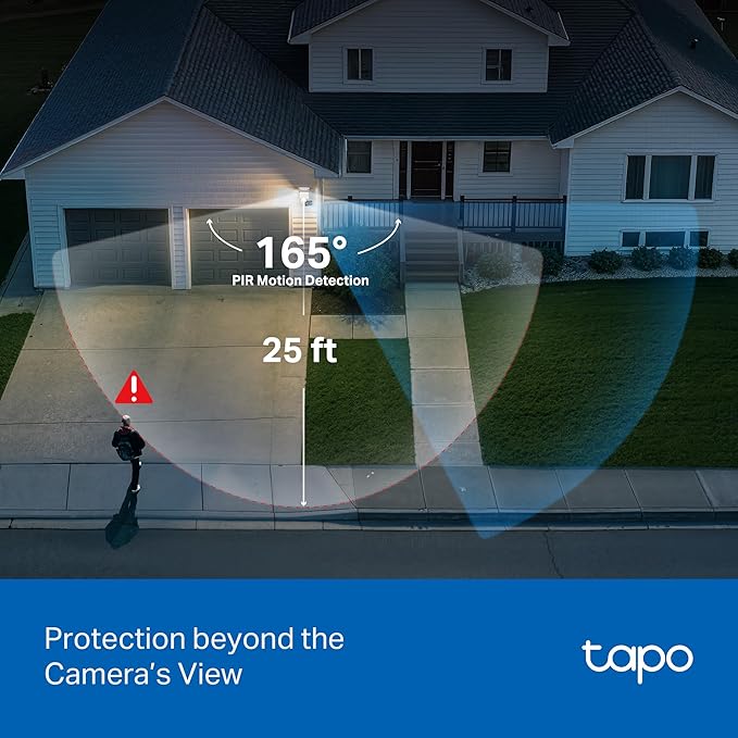 Tapo 2K Outdoor Pan/Tilt Wired Floodlight Security Camera - 1500 Lm Dimmable, 360° AI Motion Tracking, Person/Vehicle Detection, 24/7 Recording, Subscription-Free Local Storage or Optional Cloud, C710