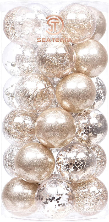 Sea Team 60 mm/2.36 Inch Set of Colourful and Sparkling Painted Ornaments and Hanging Baubles for Christmas Tree – 30 Pieces