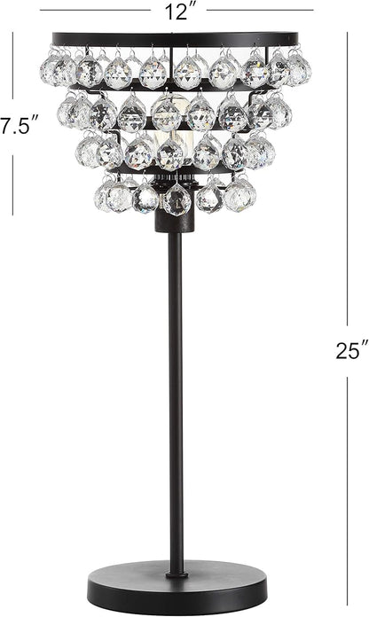 JONATHAN Y 25" Bronze Table Lamp, Modern Industrial Chandelier Style Light, Clear Crystal Beads, Glam Bedside Nightstand Lamp for Bedroom Living Room, LED Bulb Included JYL9004A