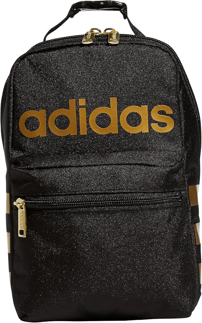 adidas Santiago Bag Cooler, Insulated Food Container, Adult Lunch Boxes for Women and Men with Mesh Pocket, Black/Gold Metallic/2.0, One Size