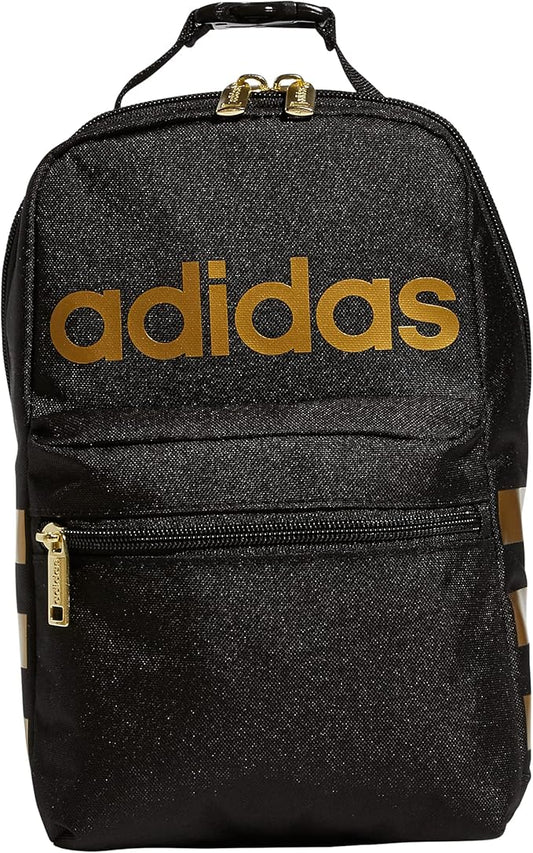 adidas Santiago Bag Cooler, Insulated Food Container, Adult Lunch Boxes for Women and Men with Mesh Pocket, Black/Gold Metallic/2.0, One Size