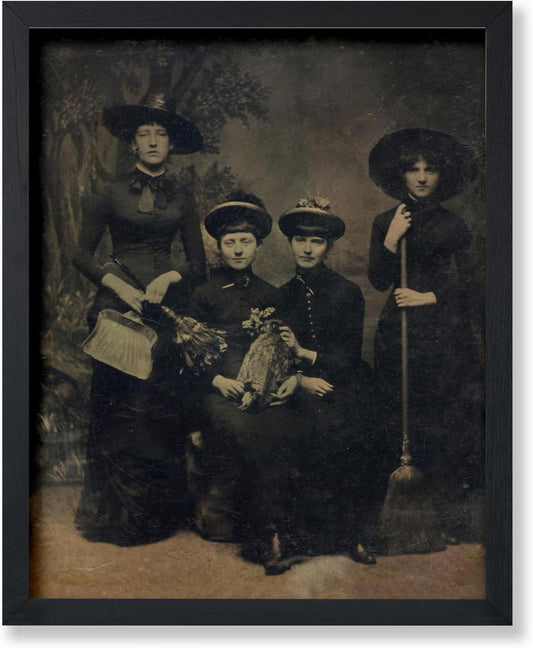 Poster Master Vintage Photograph Poster - Retro Halloween Print - Gift for Artist, Friend - Four Witches Wearing Robes, Sabbath, Coven, Sorcery - Wall Decor for Home, Office, 18x24 Unframed Wall Art