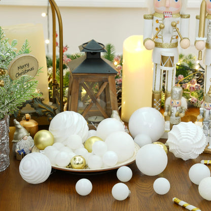 XmasExp 24ct Mini Christmas Ball Ornaments Shatterproof Christmas Ornaments Set Decorations for Xmas Tree Balls 30mm/1.18" (White)