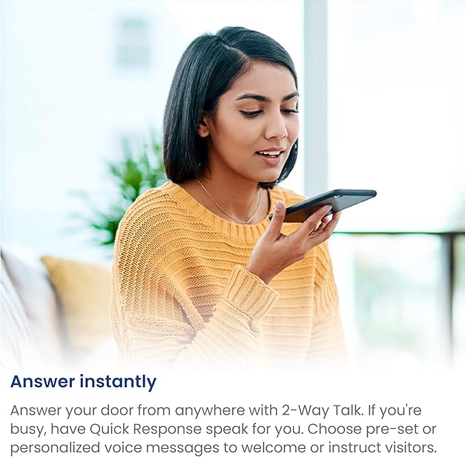 Lorex 2K Wireless WiFi Smart Video Doorbell Camera w/No Subscription Fee - Smart Security Lighting, Night Vision, Battery-Powered, Motion Detection (Black)